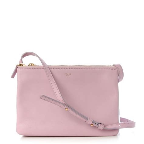 CELINE Lambskin Small Trio Crossbody Bag Pink